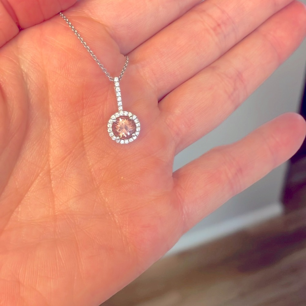 Peach pink tourmaline necklace